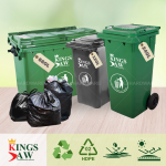 "KINGSJAW"  HDPE DUSTBIN W/WHEEL 120 Ltr 240 Ltr 660 Ltr (GREEN/GREY)