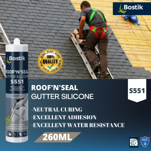 "BOSTIK" ROOFING & SEAL GUTTER SILICONE S551 WHITE 260ml屋瓦封密胶