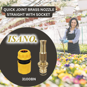 ''ISANO'' QUICK JOINT BRASS NOZZLE STRAIGHT WITH SOCKET 3100BN. 铜水喉嘴连接头   (CL166)