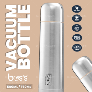 ''BOS'S'' VACUUM BOTTLE S/STEEL COMPACT 白钢保温瓶