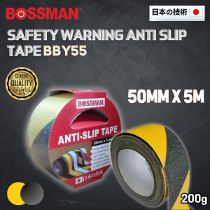 "BOSSMAN"  SAFETY WARNING ANTI SLIP TAPE 2" X 5M  BLACK & YELLOW BBY-55安全黏胶带(黑/黄)  (CL154)