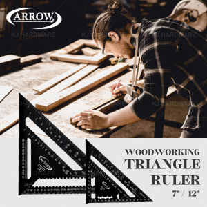 "ARROW" MEASURING RULER TRIANGLE H/D BLACK 7" / 12" [A27007]黑钢三角尺