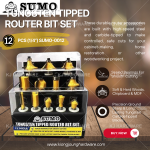 "SUMO" ROUTER BIT SET 12PCS 6.35mm (1/4'') SUMO-0012