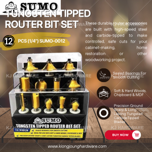 "SUMO" ROUTER BIT SET 12PCS 6.35mm (1/4'') SUMO-0012