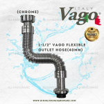 "VAGO" SINK WASTE CHROMED FLEX OUTLET HOSE PVC 12'' (SIZE: 1-1/4'' & 1-1/2'')