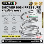 ''PROS''  SHOWER H/PRESSURE FLEX. HOSE SILVER (1.5 MTR/2.0 MTR/3.0 MTR)