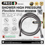 ''PROS''  SHOWER HIGH PRESSURE FLEXIBLE HOSE 1.5 mtr [PROS-8004] GREY