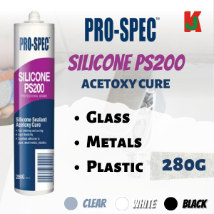 "PRO-SPEC"  PS200  SILICONE  280g  ACETOXY CURE [CLEAR/WHITE/BLACK]酸性玻璃干 30pcs/ctn