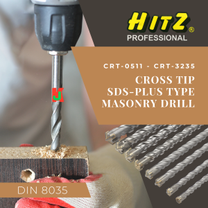 "HITZ" CROSS TIP SDS-PLUS TYPE MASONRY DRILL CRT-0511 - CRT-3235 洋灰钻针