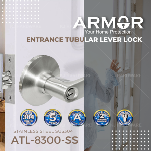 ''ARMOR'' ENTRANCE LOCKSET MORTISE LEVER ATL-8300-SS有柄大门锁 - 白钢