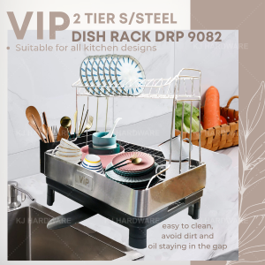 "VIP"  DISH RACK S/STEEL 2-TIER DRP-9082  2层白钢碗架