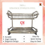 "KITCHENWARE"  RACK DISH S/STEEL 2-TIER WDJ-3502层白钢碗架