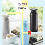 ''BOS'S'' VACUUM FLASK S/STEEL BOTTLE FLAT CAP 500ML 白钢保温瓶(BSH050)