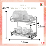 "KITCHENWARE"  RACK DISH S/STEEL 2-TIER WDJ-3502层白钢碗架