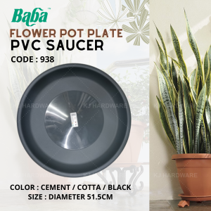 "BABA"  FLOWER POT PLATE PVC SAUCER  938 (COTTA / CEMENT / BLACK)胶花盆盘