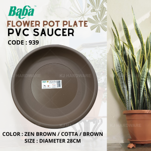 "BABA"  FLOWER POT PLATE PVC SAUCER 939 (COTTA / BROWN / ZEN BROWN)胶花盆盘 275mm