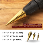 "AM-TECH" DRILL BIT TUNGSTEN CARBIDE STEP 4MM-12/20/32MM (F0790)梯型钻针 (3PC/SET)