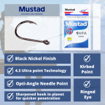 "MUSTAD"  FISHING HOOK BLACK STEEL  10104SPBLN  黑钢鱼钩