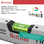 "BAILISHI"  BUILDERS SPIRIT LEVEL ALUM. W/MAGNET BLS660B米良水银尺(有磁铁)