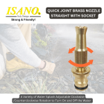 ''ISANO'' QUICK JOINT BRASS NOZZLE STRAIGHT WITH SOCKET 3100BN. 铜水喉嘴连接头   (CL166)