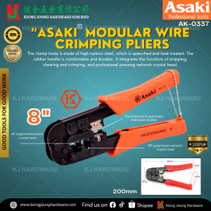 "ASAKI"  MODULAR WIRE CRIMPING PLIERS AK-0337 8''