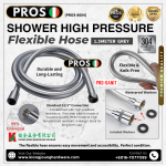 ''PROS''  SHOWER HIGH PRESSURE FLEXIBLE HOSE 1.5 mtr [PROS-8004] GREY