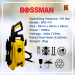 "BOSSMAN"  PRESSURE PUMP CLEANER 110 BAR BPC-117压水机