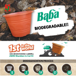 "BABA"  FLOWER POT PVC  (280mm)  TN-3470-A (GREY)胶花盆