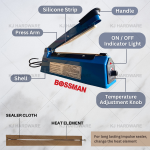 "BOSSMAN"  IMPULSE SEALER PACKING MACHINE 200mm  BIS-200  8" 胶袋封口机