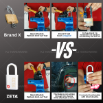 "ZETA"  PADLOCK CHROME MASTER KEY 45mm/55MM ZR45/ZR55 [1pc/set]公用电白吊锁-1头