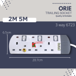 "ORIE"  EXT. WIRE 40/016 x 2M / 5M 3-GANG C/W NEON (SIRIM) GREY/WHITE 6723三连电线盒 (灰/白)