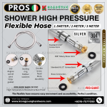 ''PROS''  SHOWER H/PRESSURE FLEX. HOSE SILVER (1.5 MTR/2.0 MTR/3.0 MTR)