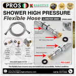 ''PROS''  SHOWER HIGH PRESSURE FLEXIBLE HOSE 1.5 mtr [PROS-8004] GREY