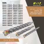 "HITZ" CROSS TIP SDS-PLUS TYPE MASONRY DRILL CRT-0511 - CRT-3235 洋灰钻针