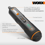 "WORX"  SCREWDRIVER USB RECHARGEABLE WITH 26 BIT SET DRILL WX-240充电式电动螺丝批 4V LI-ION