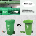 "KINGSJAW"  HDPE DUSTBIN W/WHEEL 120 Ltr 240 Ltr 660 Ltr (GREEN/GREY)