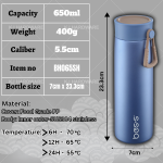 ''BOS'S'' VACUUM FLASK S/STEEL BOTTLE SIMPLE 650ML 白钢保温瓶(BH-065SH)