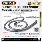 ''PROS''  SHOWER HIGH PRESSURE FLEXIBLE HOSE 1.5 mtr [PROS-8004] GREY