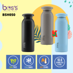 ''BOS'S'' VACUUM FLASK S/STEEL BOTTLE FLAT CAP 500ML 白钢保温瓶(BSH050)