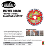 "MRMARK"  MK-WEL-00680  DISC DIAMOND CUTTER "TITAN" TURBO  4"