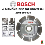 "BOSCH"  DISC DIAMOND CUTTER CONCRETE  4" (2608600924)