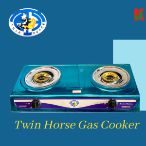 "TWIN HORSE"  GAS COOKER S/STEEL DOUBLE JY 642 SUPER 双煤气炉白钢