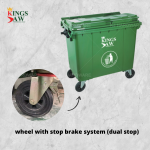 "KINGSJAW"  HDPE DUSTBIN W/WHEEL 120 Ltr 240 Ltr 660 Ltr (GREEN/GREY)