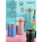 ''BOS'S'' VACUUM FLASK S/STEEL INSULATED TRAVEL MUG 450ML 白钢保温杯(BVC045S)