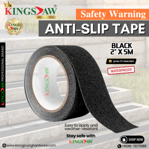 "KINGSJAW"  SAFETY WARNING ANTI SLIP TAPE 2" X 5M  [BLACK & BLACK WITH YELLOW]