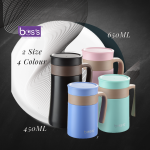 ''BOS'S'' VACUUM FLASK S/STEEL INSULATED TRAVEL MUG 450ML 白钢保温杯(BVC045S)