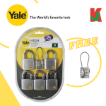 "YALE"  PADLOCK CHROME  Y120-50KA5 5Pcs/Set电白吊锁 - 5头