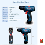 "BOSCH"  BAT. SCREWDRIVER GSR 120-LI + GDR 120-LI COMBO KIT (06019F00L3)  电池螺丝钻