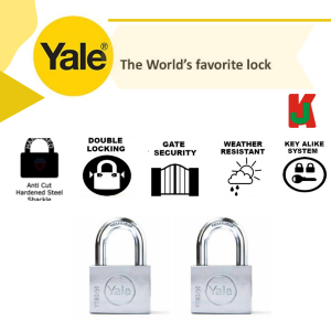 "YALE"  PADLOCK CHROME  Y118-50 2Pcs/Set电白吊锁 - 2头