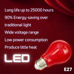 "LED"  BULB COLOUR LED E27 9W RED红色电珠